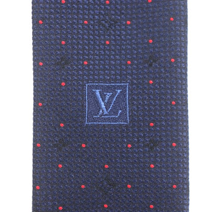  Louis Vuitton M75940 100% Silk Cravat Monogram LV Dotted Tie Navy With Box
