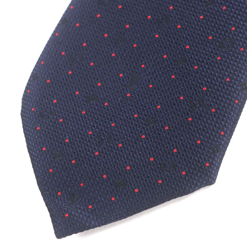  Louis Vuitton M75940 100% Silk Cravat Monogram LV Dotted Tie Navy With Box