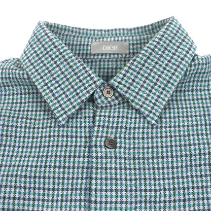  DIOR Homme 313c533a5688 100% Cotton Checked Logo Embroidery Logo Button Long