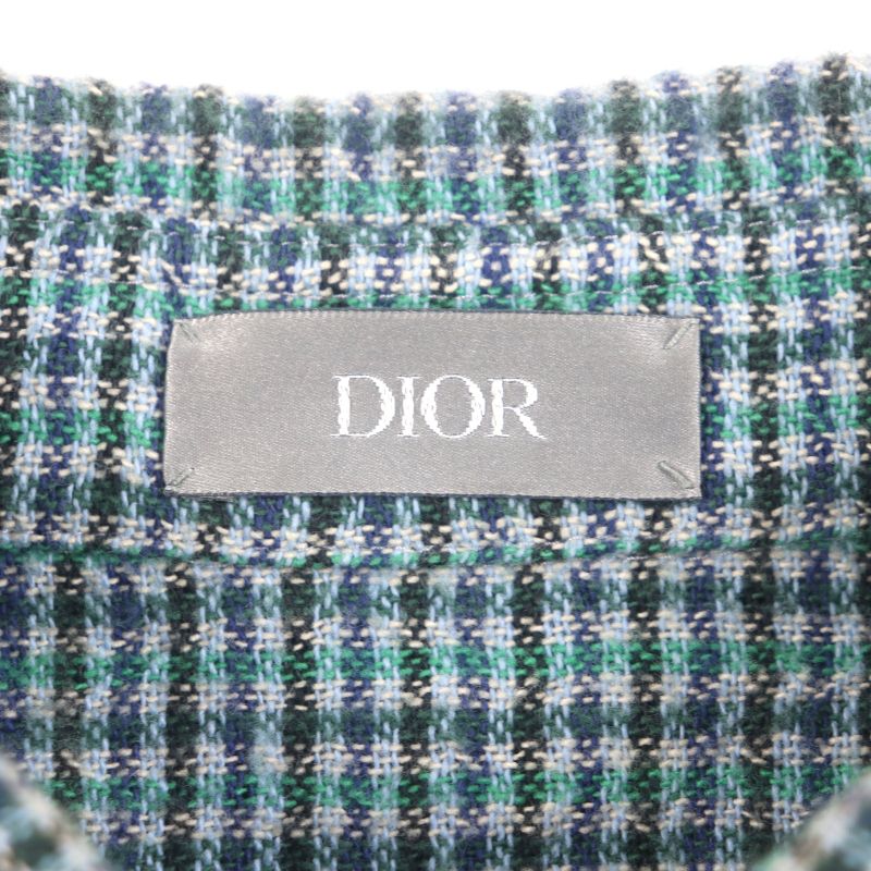  DIOR Homme 313c533a5688 100% Cotton Checked Logo Embroidery Logo Button Long