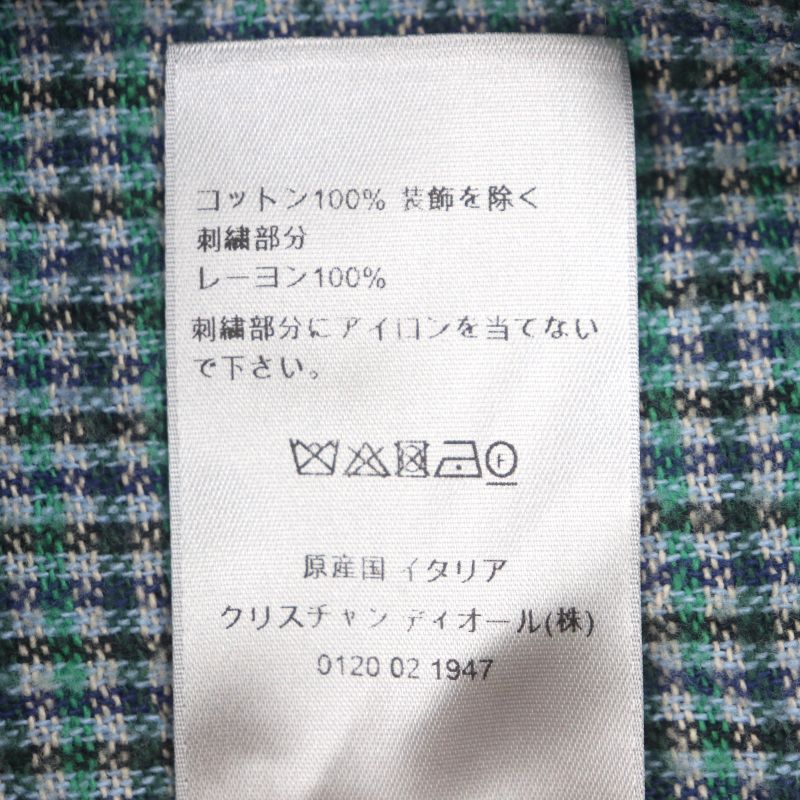  DIOR Homme 313c533a5688 100% Cotton Checked Logo Embroidery Logo Button Long