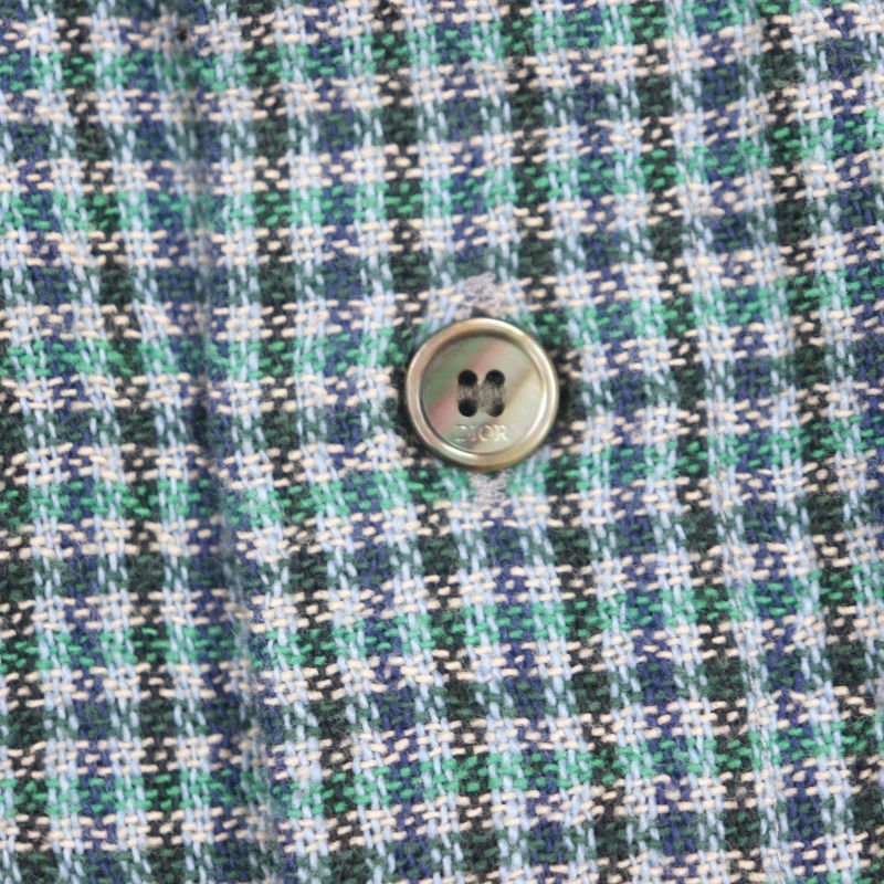  DIOR Homme 313c533a5688 100% Cotton Checked Logo Embroidery Logo Button Long