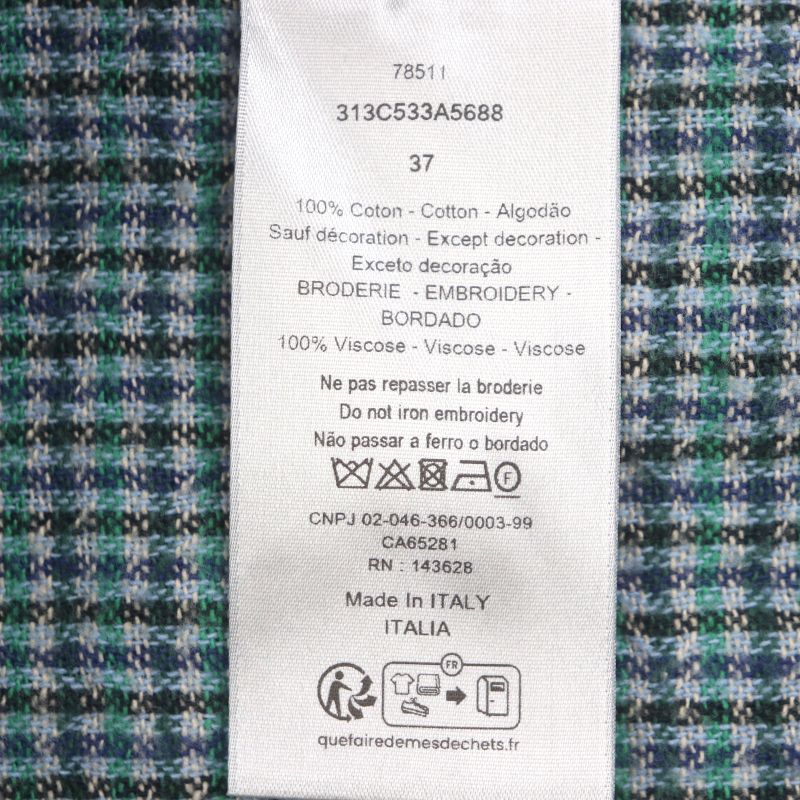  DIOR Homme 313c533a5688 100% Cotton Checked Logo Embroidery Logo Button Long