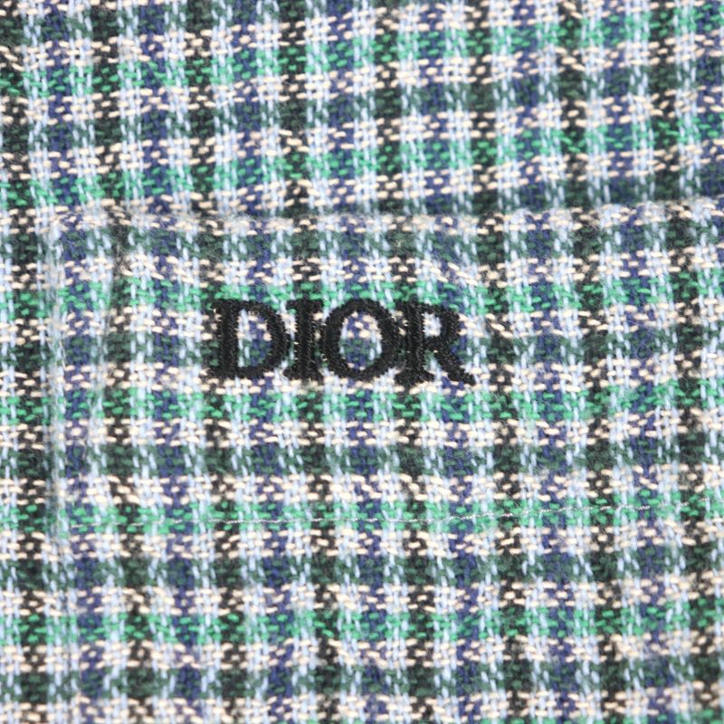  DIOR Homme 313c533a5688 100% Cotton Checked Logo Embroidery Logo Button Long