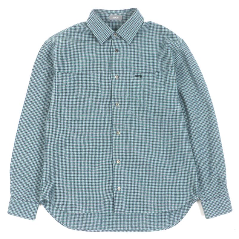  DIOR Homme 313c533a5688 100% Cotton Checked Logo Embroidery Logo Button Long