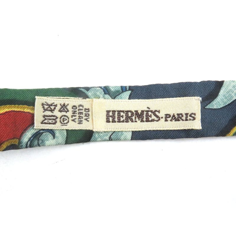 Hermes 100% Silk All-over Pattern Cummerbund Sash Bow Tie Set Of 2 Navy 42 With