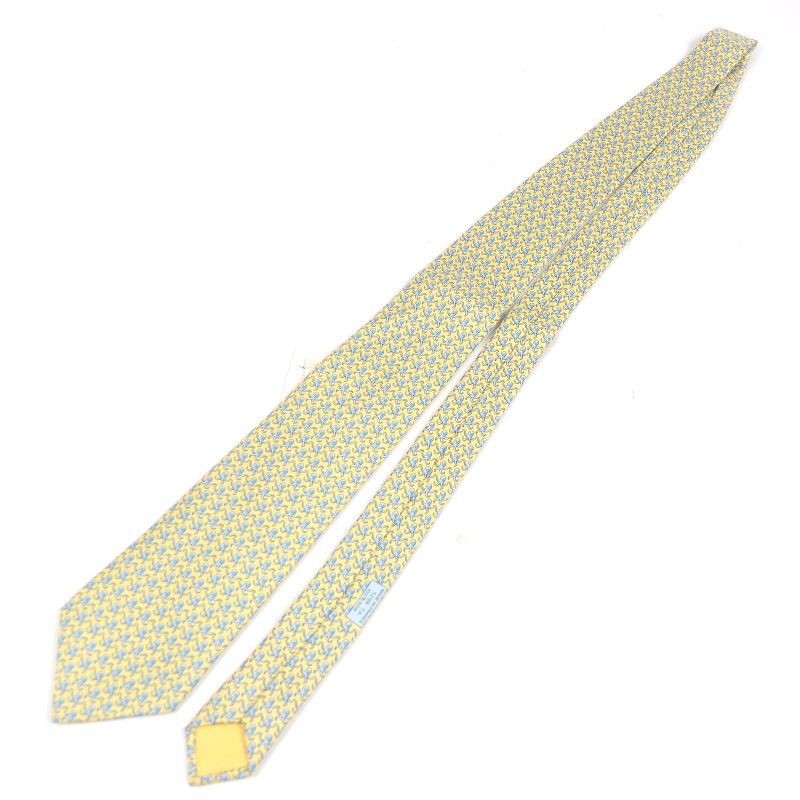 Hermes 5298ta 100% Silk Octopus Wide Tie Yellow With Box Made In France Men's