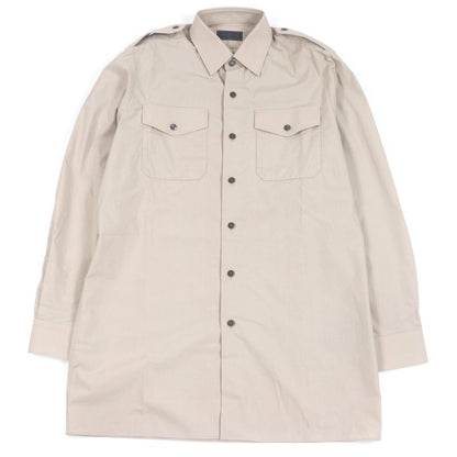 Prada 2023 Ucn513 100% Cotton Long Sleeve Shirt With Triangle Logo Epaulettes