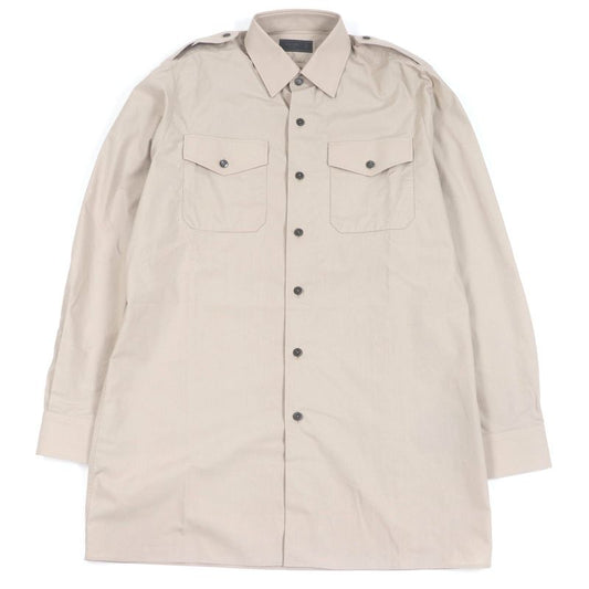 Prada 2023 Ucn513 100% Cotton Long Sleeve Shirt With Triangle Logo Epaulettes