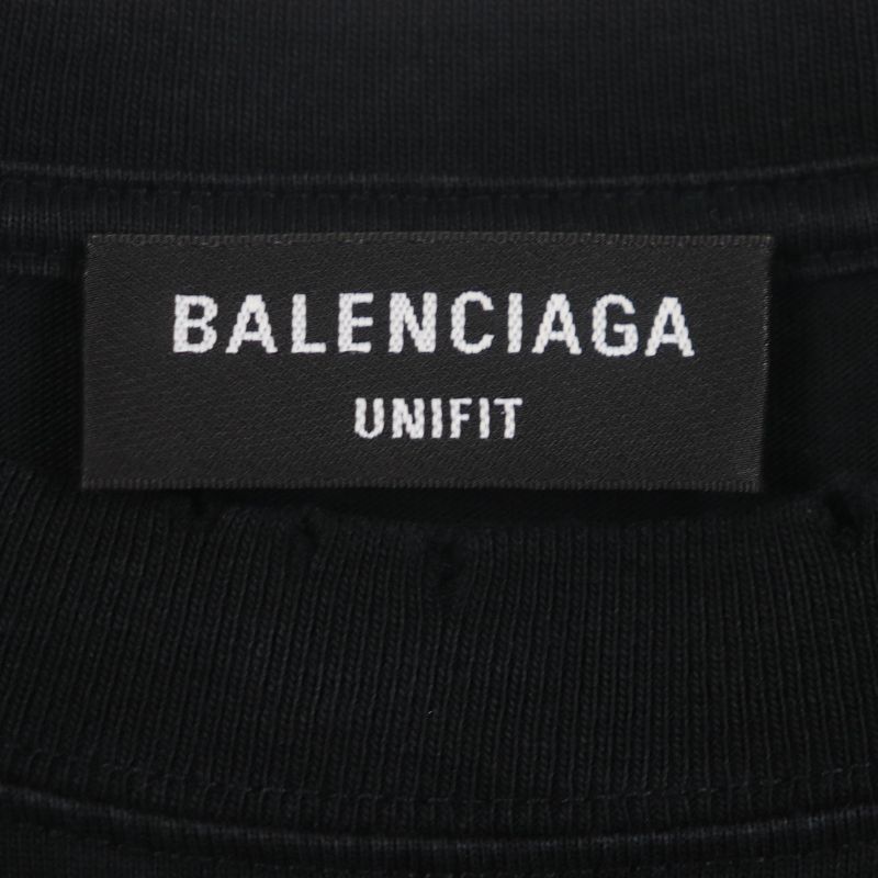 Balenciaga 661715 Unifit 100% Cotton FREE Logo Damaged Crew Neck Oversized