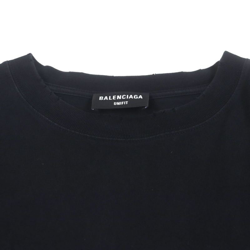 Balenciaga 661715 Unifit 100% Cotton FREE Logo Damaged Crew Neck Oversized