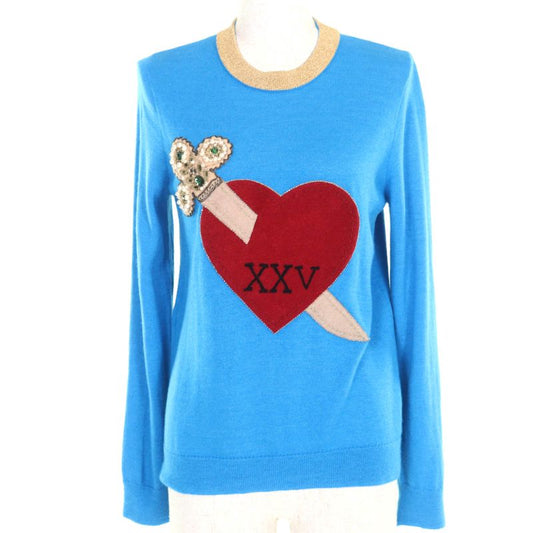 Gucci Cashmere Silk Blend Michele Period 472444 Long Sleeves Knit With Heart