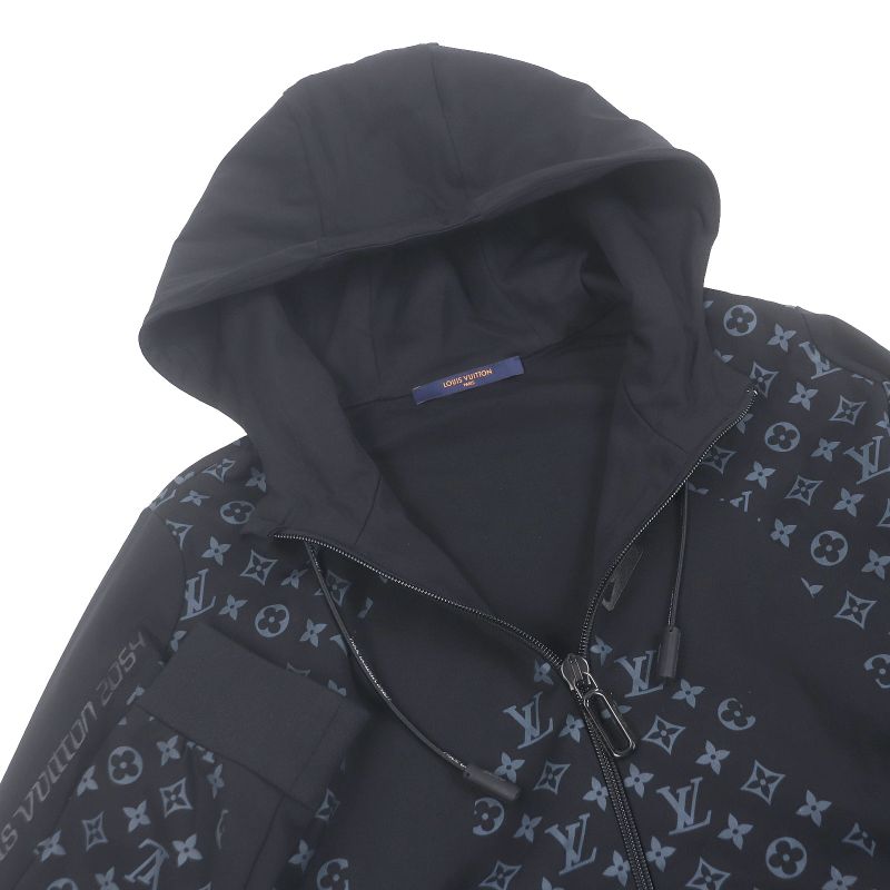 Louis Vuitton 22SS LV 2054 Hybrid Zip-thru Monogram Hoodie Black L Made In