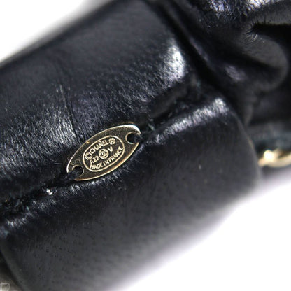 CHANEL A22 Leather Chouche With Coco Mark Chain Hair Accessory Black Gold