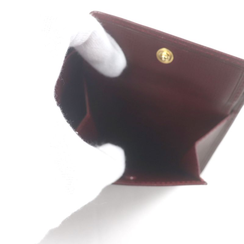 Cartier L3000165 Leather Must De Cartier Compact Wallet Bifold Wallet Bordeaux