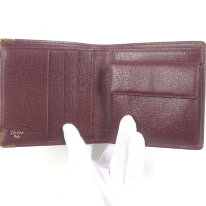 Cartier L3000165 Leather Must De Cartier Compact Wallet Bifold Wallet Bordeaux