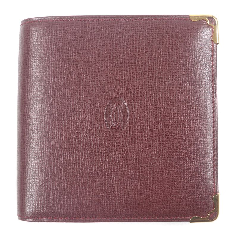 Cartier L3000165 Leather Must De Cartier Compact Wallet Bifold Wallet Bordeaux