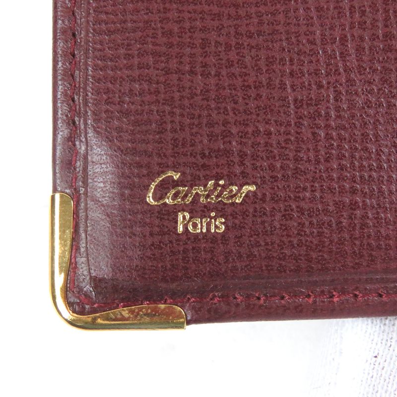 Cartier L3000165 Leather Must De Cartier Compact Wallet Bifold Wallet Bordeaux