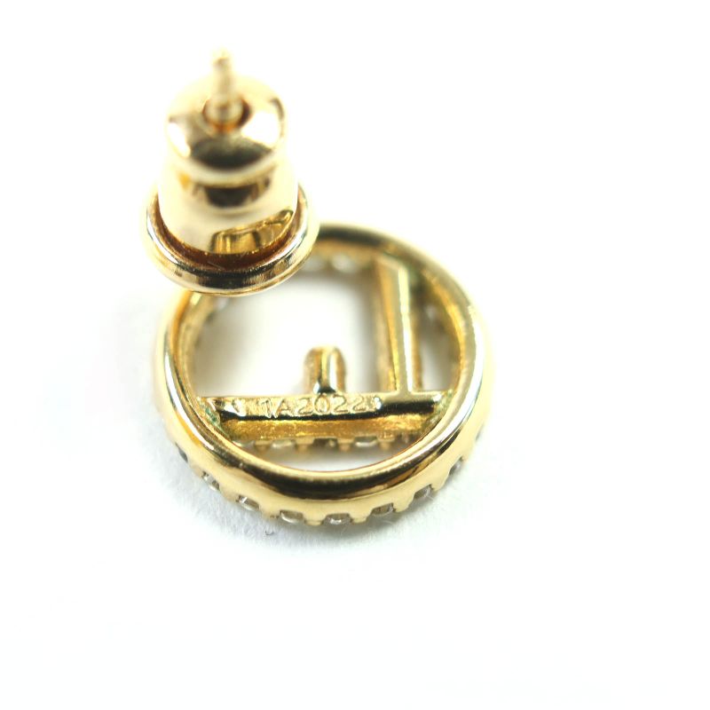 Fendi F Is Fendi Earrings With F Logo Rhinestones For Both Ears Gold And