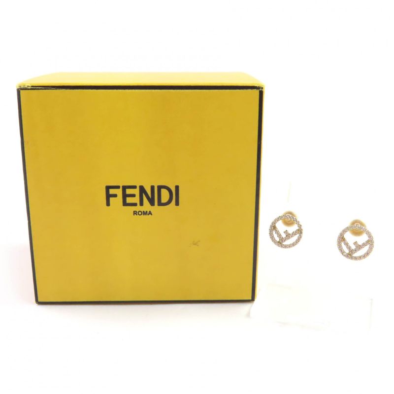 Fendi F Is Fendi Earrings With F Logo Rhinestones For Both Ears Gold And