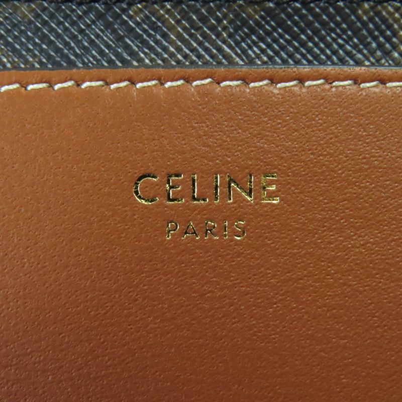 Celine Lamb Skin Triomphe Canvas Fragment Case Pass Case With Zip Card Case
