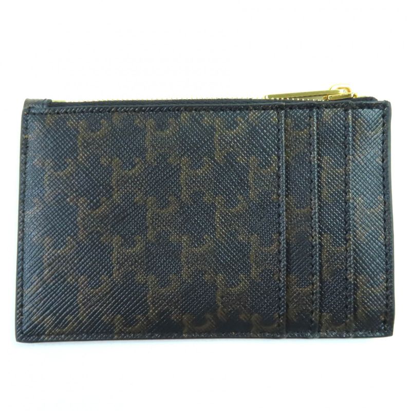 Celine Lamb Skin Triomphe Canvas Fragment Case Pass Case With Zip Card Case