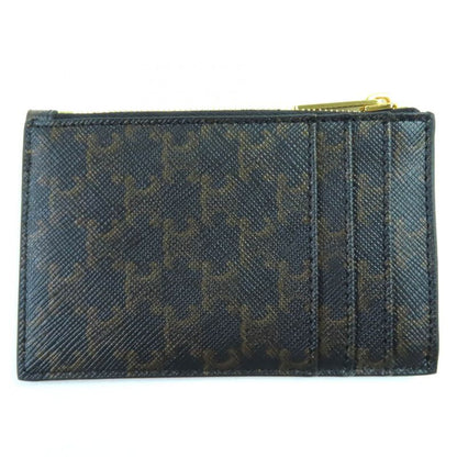 Celine Lamb Skin Triomphe Canvas Fragment Case Pass Case With Zip Card Case