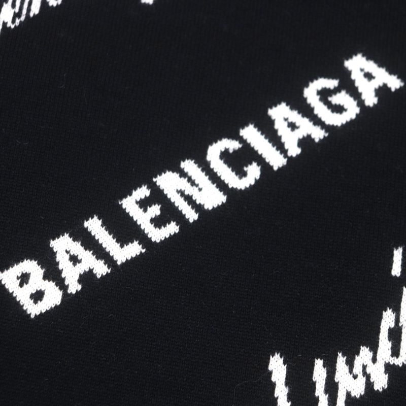 Balenciaga 23SS 724869 Logomaia All Over Kit Crewneck Knit Sweater Black S