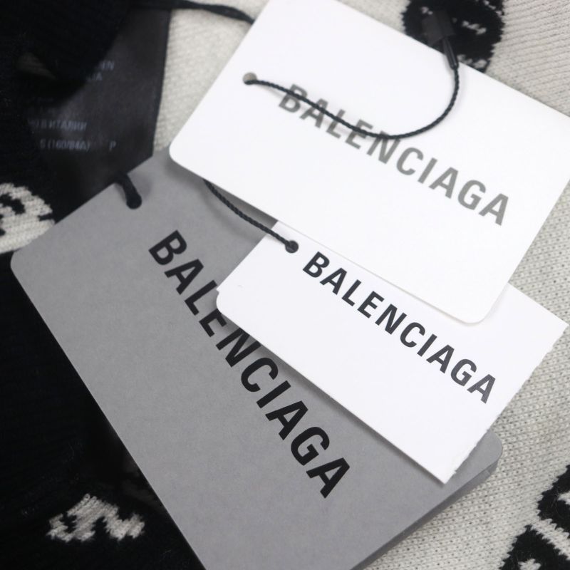 Balenciaga 23SS 724869 Logomaia All Over Kit Crewneck Knit Sweater Black S