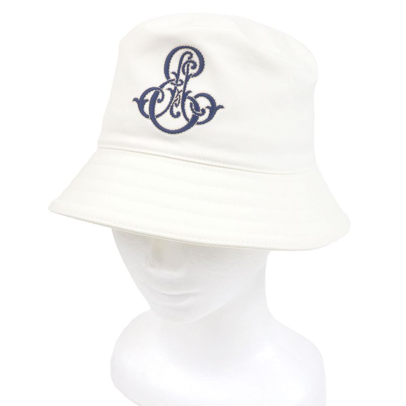 Hermes Harper Emile Hermes Embroidered Embroidery Bucket Hat White 58 Made In