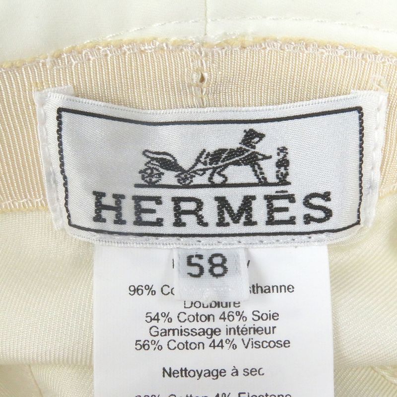 Hermes Harper Emile Hermes Embroidered Embroidery Bucket Hat White 58 Made In
