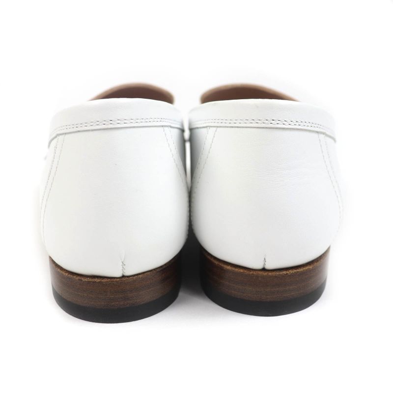 Hermes Af181070z Royale Hhardware Fringe Flat Shoes Leather Moccasins White