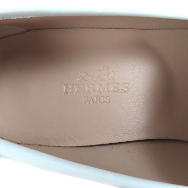 Hermes Af181070z Royale Hhardware Fringe Flat Shoes Leather Moccasins White