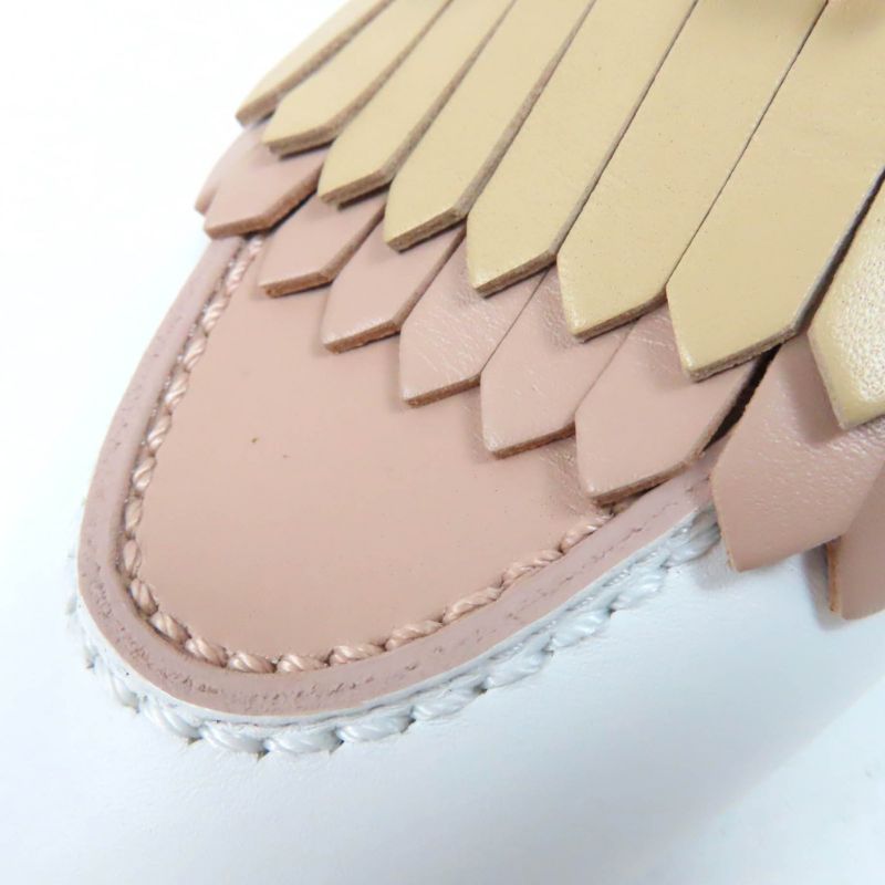 Hermes Af181070z Royale Hhardware Fringe Flat Shoes Leather Moccasins White