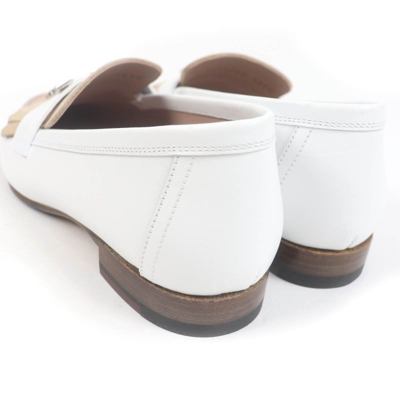 Hermes Af181070z Royale Hhardware Fringe Flat Shoes Leather Moccasins White