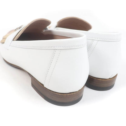 Hermes Af181070z Royale Hhardware Fringe Flat Shoes Leather Moccasins White