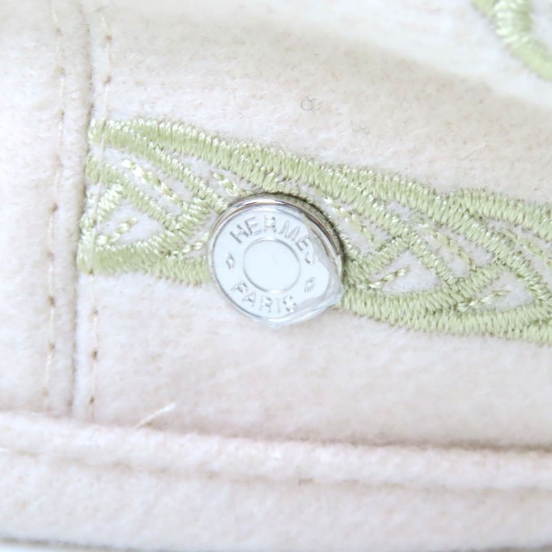 Hermes Saint Honore En Finesse 100% Wool Silver Hardware Serie Button Embroidere