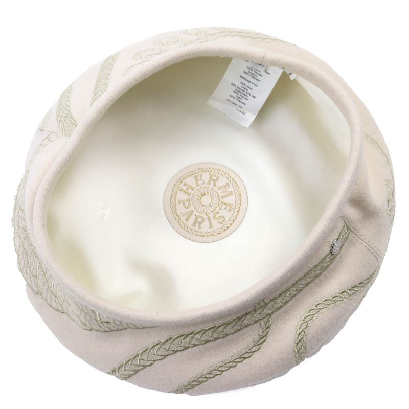 Hermes Saint Honore En Finesse 100% Wool Silver Hardware Serie Button Embroidere