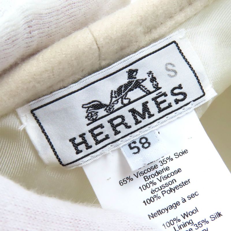 Hermes Saint Honore En Finesse 100% Wool Silver Hardware Serie Button Embroidere