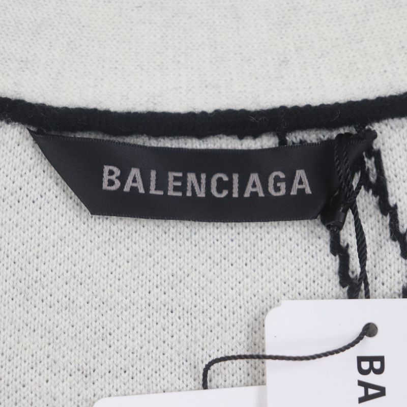 Balenciaga 23SS 724852 Logomaia All Over Cardigan V-neck Thick Knit Cardigan