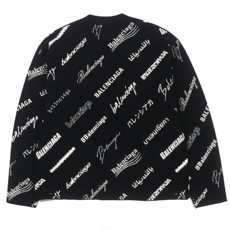 Balenciaga 23SS 724852 Logomaia All Over Cardigan V-neck Thick Knit Cardigan