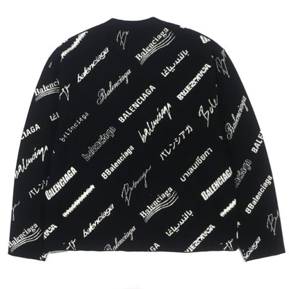 Balenciaga 23SS 724852 Logomaia All Over Cardigan V-neck Thick Knit Cardigan
