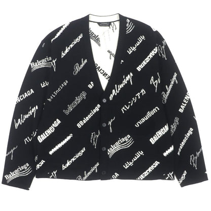 Balenciaga 23SS 724852 Logomaia All Over Cardigan V-neck Thick Knit Cardigan