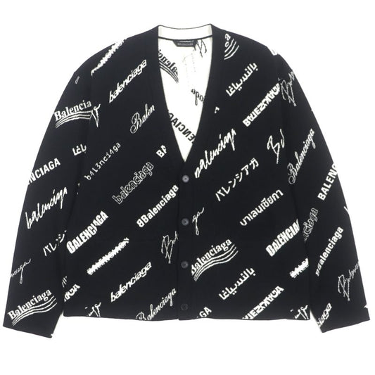 Balenciaga 23SS 724852 Logomaia All Over Cardigan V-neck Thick Knit Cardigan