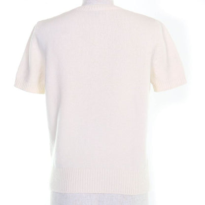 CHANEL P76042k10969 100% Cashmere Short Sleeved Knit With Coco Mark Fur Pieces