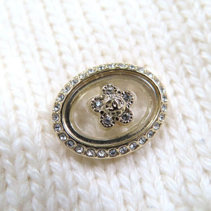 CHANEL P76042k10969 100% Cashmere Short Sleeved Knit With Coco Mark Fur Pieces