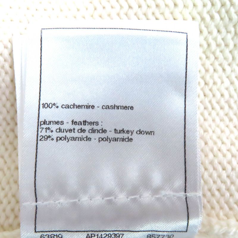 CHANEL P76042k10969 100% Cashmere Short Sleeved Knit With Coco Mark Fur Pieces