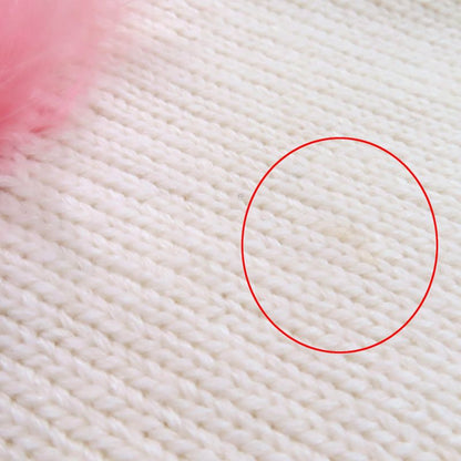 CHANEL P76042k10969 100% Cashmere Short Sleeved Knit With Coco Mark Fur Pieces