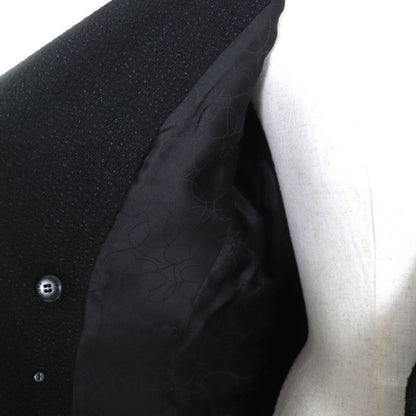 CHANEL Vintage 01A P18163 Logo Button Lined 100% Silk Tweed Long Coat Black 36