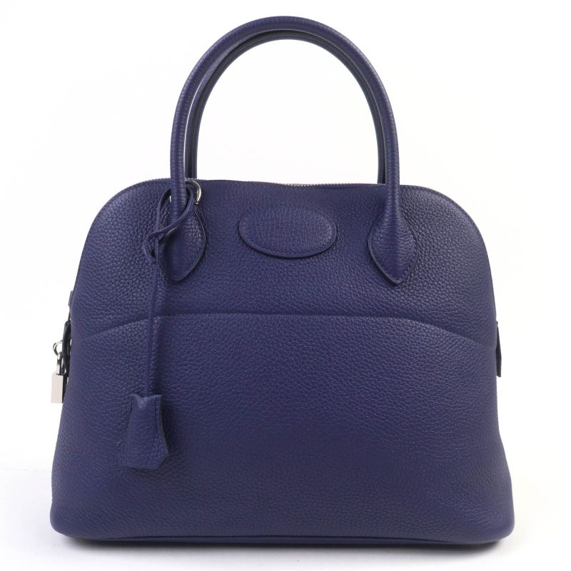 Hermes Bolide 31 Taurillon Clemence Blue Saphir Silver Hardware Handbag